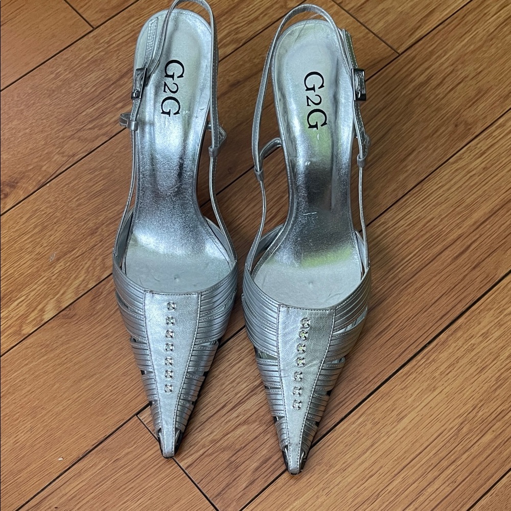 Women's Silver Slingback Heels
